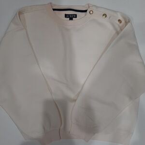 NEW WITH TAGS, J.Crew Off-White Sweatshirt with Gold Buttons. Size Large.